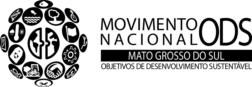 Logo do Movimento Nacional ODS Mato Grosso do Sul – Horizontal – negativo preto