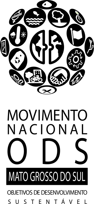 Logo do Movimento Nacional ODS Mato Grosso do Sul – Vertical – negativo preto