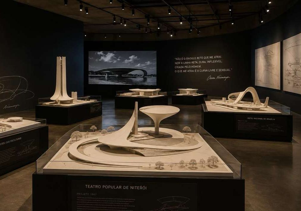 Galeria imersiva com maquetes